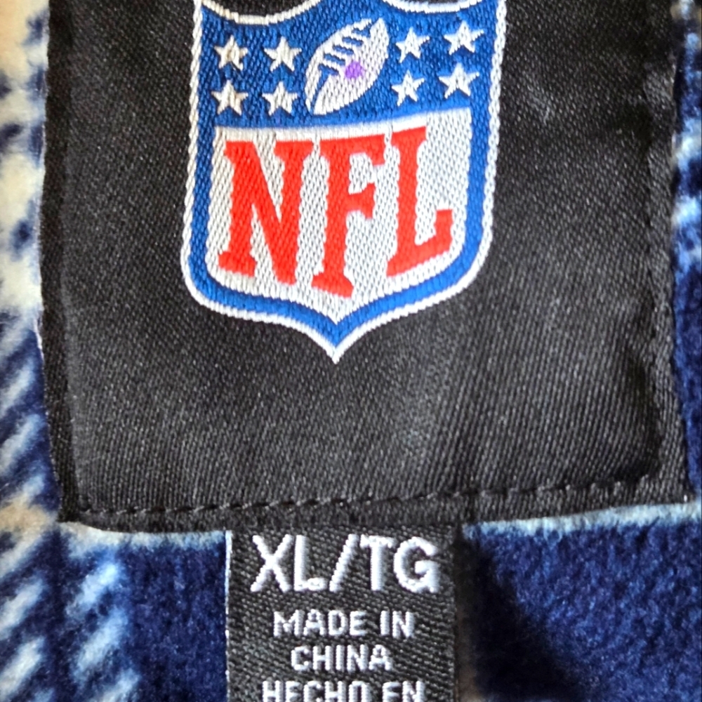 NFL Chicago Bears Navy Blue Fleece Jacket With Plaid Interior Size XL in EUC - Picture 7 of 7